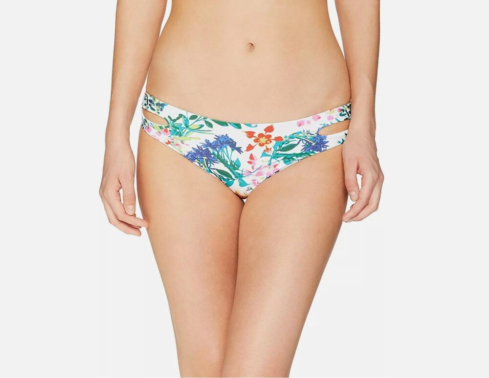Roxy Junior's Solid Softly Love Reversible Bikini Bottom, Bright White Floral S